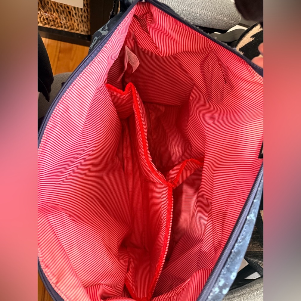 Herschel Supply Co Blue Marbled Tote Diaper Bag Red Stripe Lining - Picture 6 of 9